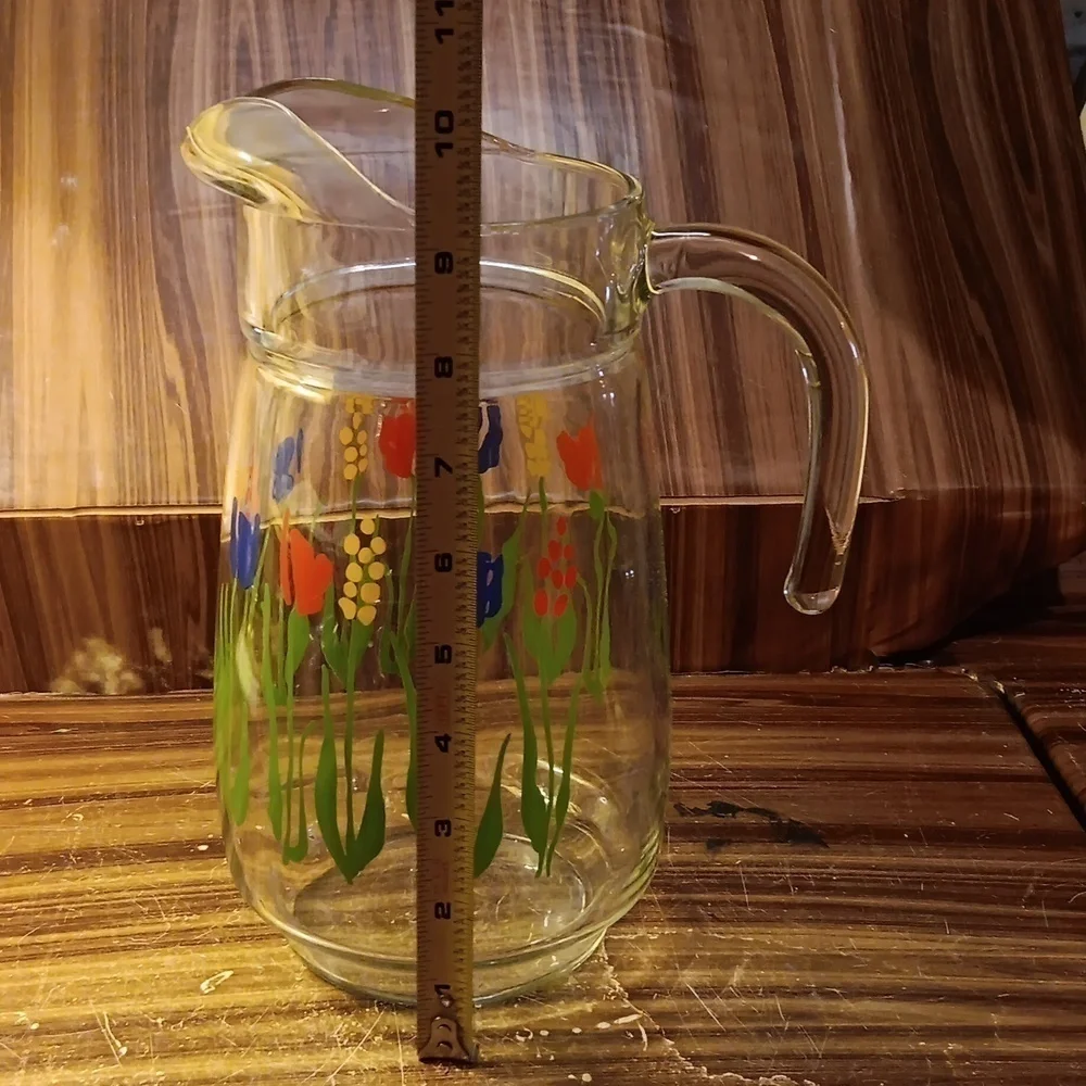 Vintage Arc France MCM tulip glass pitcher